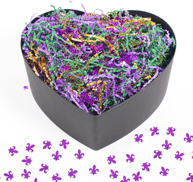 CIPOWM 16oz Mardi Gras Crinkle Cut Paper Shred, 3 Colors Purple Green Gold Raffia Paper Shred Filler with Confetti Shredded Paper Grass for Gift Wrapping Craft DIY Gift Bag Box Filling Party Supply - Image 3